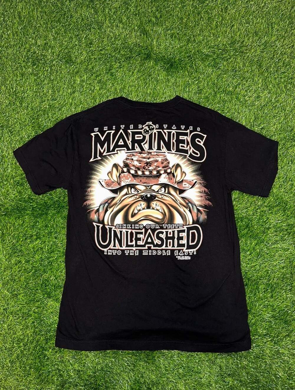 7.62 Design US Marines Bulldog T-Shirt MD Black Cotton Military Graphic
